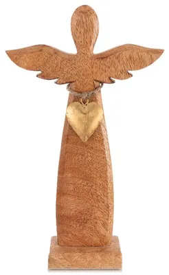 Obrázek produktu pro Orion | Dřevěná figurka - 26 cm - Ruční výroba - Mangové dřevo - Anděl se zlatým srdcem