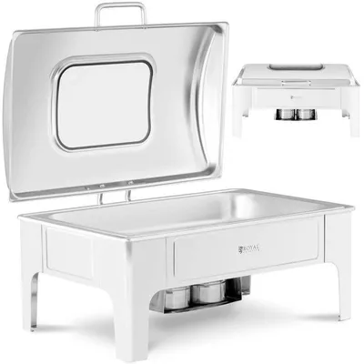 Produktbild von Warmhaltebehälter – Buffetpfanne – Speisenwärmer – Auflaufform – Cateringbehälter – Aus Edelstahl mit Glasdeckel – 8,5 Liter, GN 1/1