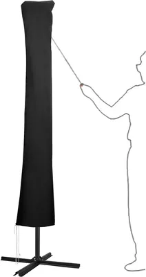 Image de SWANEW Housse de protection pour parasol Housse de protection pour meubles de jardin Housses de protection en polyester anti-UV pour parasol Housse de protection,Noir