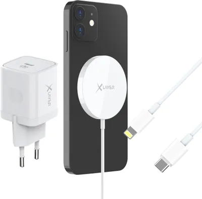 Produktbild von Xlayer MagFix Pro Wireless Charging Set Magsafe 20W Netzteil USB-C Lightning