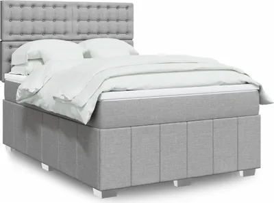Produktbild von Boxspringbett mit Matratze Hellgrau 140x190 cm Stoff, Klassische Betten 2024 Neu DesignMöbel