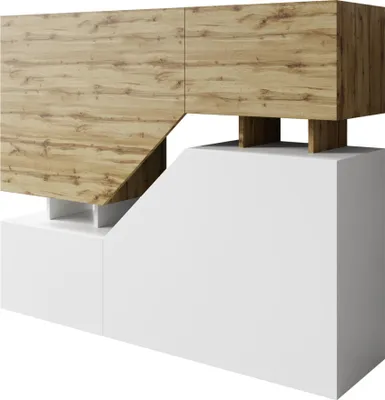 Produktbild von MIRJAN24 Kommode Ceelias, Modern Wohnzimmer Sideboard mit Türen, Industrial Highboard (Farbe: Weiß / Wotan)