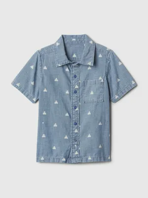 Produktbild von GAP Baby Jeanshemd aus 100% Baumwolle mit Brannan-Bär Allover-Muster Blau Größe 2 Jahre