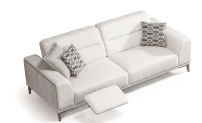 Obrázok produktu pre Moderná biela dvojmiestna sedačka s látkovým čalúnením, luxusná sedačka do obývačky