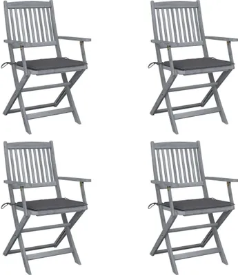 Produktbild von Maison Exclusive - Klappbare Gartenstühle 4 Stk. mit Sitzkissen Massivholz Akazie