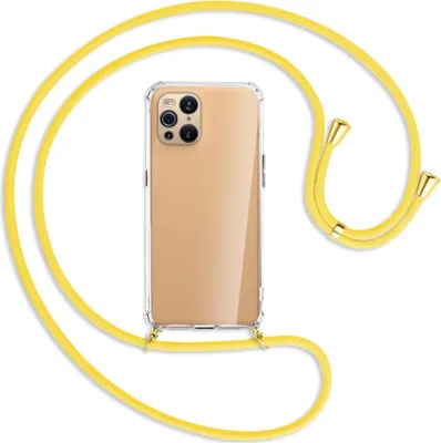 Produktbild von Handykette Backcover-Schutzhülle mit Band (Metall goldfarben) für Oppo Find X3 Pro - gelb