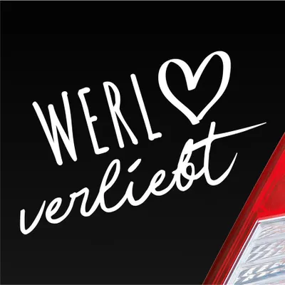 Produktbild von Auto Aufkleber Werl verliebt Herz Stadt Heimat Liebe Car 19x10 cm Weiss Glanz Sticker Heckscheibenaufkleber