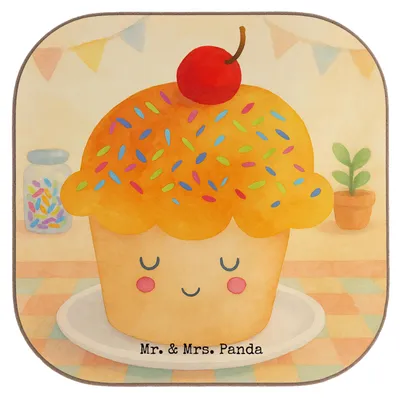 Produktbild von Mr. & Mrs. Panda Untersetzer für Gläser Cupcake Design - Weiß - Geschenk, Cupcakes, Küche Spruch, Gute Laune, Motivation Sprüche, Tischuntersetzer, gläseruntersetzer