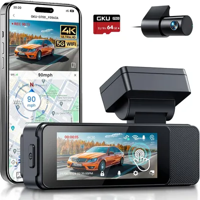Immagine prodotto di Telecamera da cruscotto per auto, anteriore e posteriore - Autocamera - Doppia dashcam - Telecamera anteriore e posteriore - Telecamera per auto