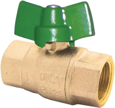 Image de Robinet à boisseau sphérique, poignée verte, PN25, DN15, Ms, 1/2"IG, eau potable, Fig.2100(11), 1 pièce.
