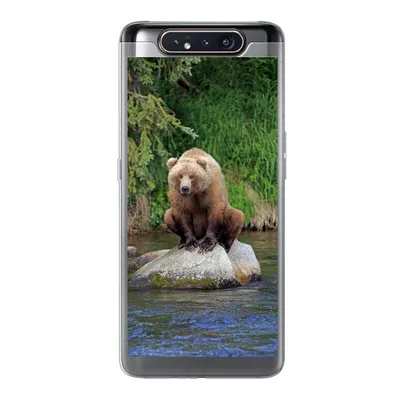 Produktbild von MuchoWow® Handyhülle Schutzhülle Hülle für Samsung Galaxy A80 Bär - Stein - Tier Silikon Softcase Handy Hülle - Schutzdeckel