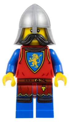 Obrázek produktu pro LEGO Minifigurka: Levý rytíř - muž, plochý stříbrný ochránce krku, černý (cas589)