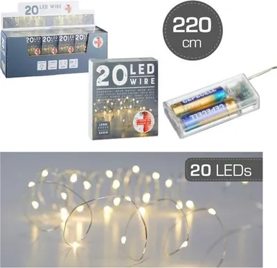 Produktbild von Cepewa LED Lichterkette Batterie Timer Draht 20 Micro LEDs warmweiß 1,9m silber