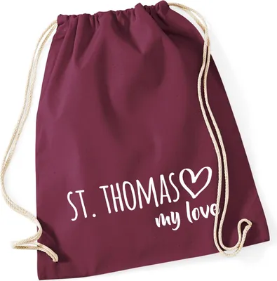Produktbild von Huuraa Turnbeutel St. Thomas my love 12 Liter Burgundy Baumwolle Rucksack Geschenkidee