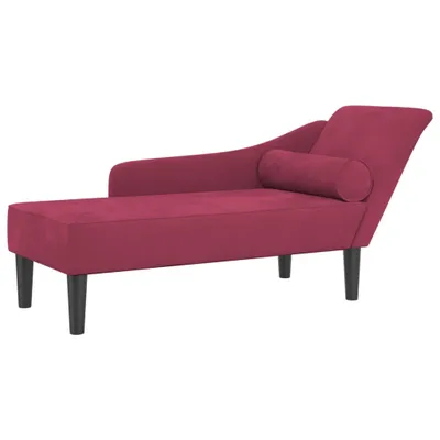 Produktbild von Chaiselongue mit Kissen Weinrot Samt