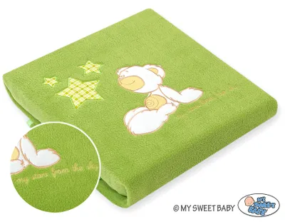 Produktbild von Fleecedecke für Babys - Carlo - Teddybär mit Sternen, grün