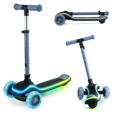 Image de Kinderkraft RAKET - Trottinette - 3 roues - Plateforme LED & Roues RGB - Réglable en hauteur - Pliable - A partir de 2 ans - Jusqu'à 50 kg - Bleu