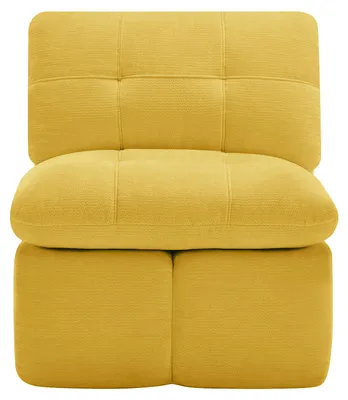 Zdjęcie produktu dla Sofa bez podłokietników z poduszkami, wykonane z tkaniny chenille, bez podłokietników, wygodne, nowoczesne (żółte)