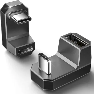 Image de JSAUX Adaptateur 2x 180° USB-C mâle vers USB-C femelle + USB-C vers USB-A