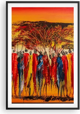 Produktbild von Gerahmtes Poster - Schwarzer Rahmen - Afrika Stamm - 61x91,5 cm - Wand Bild - Wanddeko - Wandbilder - Kunstposter - Wandposter - Bilderrahmen - Bilder - Kunstdruck - Wandbild - P2BPA61x91-3752