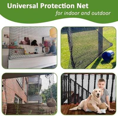 Imagen del producto de Red de seguridad Unyqoos® fabricada en poliéster: red de protección universal para balcones, escaleras y camas elevadas, con una malla de 4 cm y un cordón perimetral de 8 mm