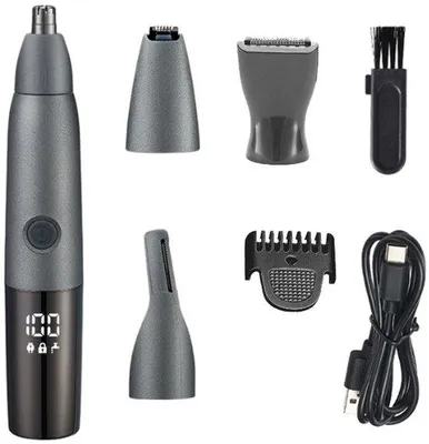 Image de Coupe-cheveux 4-en-1 avec écran LED, chargeur USB, tondeuse pour les poils des oreilles et du visage, pour hommes et femmes, étanche, 4 fonctions