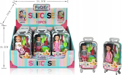 Produktbild von Mini Puppe im Koffer mit Strandset Sandspielzeug 14cm Reisekoffer Spielzeug Mädchen