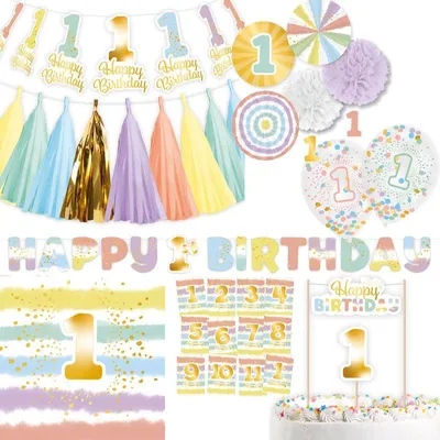Produktbild von XL Partyset 1. Geburtstag Party Deko Kindergeburtstag Mädchen & Jungen