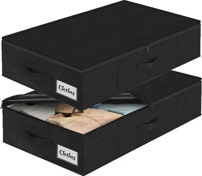 Produktbild von Unyqoos® Faltbare Unterbett-Aufbewahrungsbox mit Deckel – 76×38×17 cm, wasserabweisender Leinenstoff, stabile Seitenwände, doppelter Reißverschluss