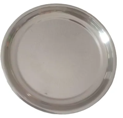 Produktbild von Serviertablett Edelstahl rund silberfarben D= 30,2cm Stellfläche 23 cm Randhöhe 3 cm