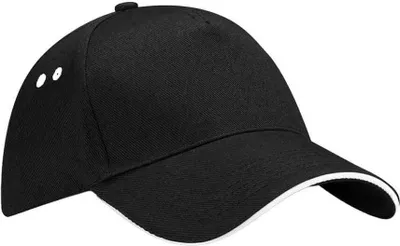 Produktbild von Beechfield - Baseball-Mütze Sandwichschirm PC7033 (Einheitsgröße) (Schwarz/Weiß)