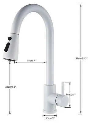 Zdjęcie produktu dla Bateria kuchenna - bateria zlewozmywakowa z wylewką wysuwaną - bateria mieszająca do ciepłej i zimnej wody - obrotowa o 360° - montaż jednoodporyowy - mosiądz - biała