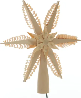 Produktbild von Baumschmuck Christbaumspitze el. Beleuchtet Mitte mit Holzstern(Beidseitig) BxHxT=20x20x3cm NEU