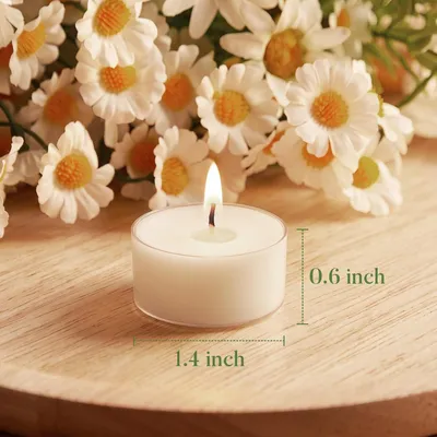 Produktbild von 100 Sojawachs-Teelichter – 4 Std. Brenndauer, weiß, rauchfrei und unbeduftet im Acrylbecher für Weihnachten, Hochzeiten, Geburtstage und Partys