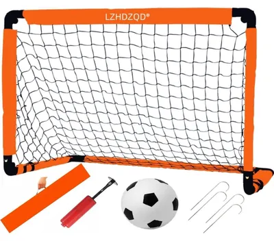 Immagine prodotto di Porta da calcio pieghevole per bambini, 90x60 cm, colore arancione, con pallone e accessori
