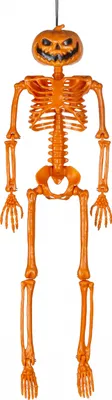 Produktbild von Kürbis Skelett Figur mit beweglichen Gliedern 39cm