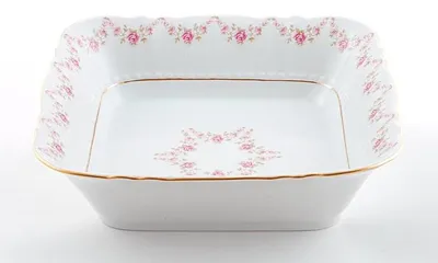 Produktbild von Viereckige Schale, 17 cm, Rosen, goldfarbene Linie, Leander