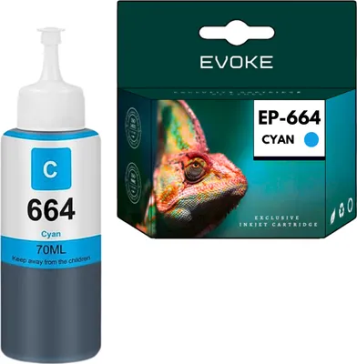 Image de Cartouches d'encre pour Epson 664 Cyan XL | 70 ml | 6400 pages | T6642 | Remplacement pour Ecotank ITS L3050 L3060 L3070 L382 L210 L386