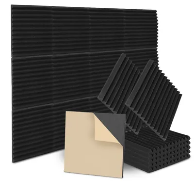 Obrázek produktu pro Trojúhelník - cca 30 cm x 30 cm / 2,5 cm - Barva: černá - Tlumič zvuku s trojúhelníkovým profilem, lamely z akustické pěny Akustická pěna Pyramida Akustická pěna Akustická izolace