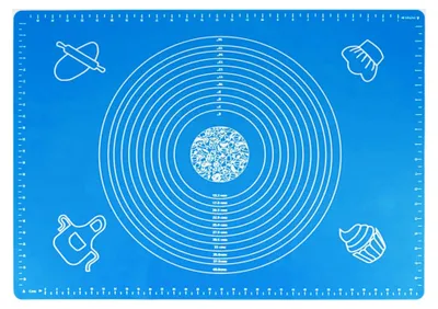 Produktbild von Silikon Backmatte Antihafte Rutschfeste Küchenmatte 50 x 40 cm Teigunterlage für Fondant Gebäck Pizza Blau