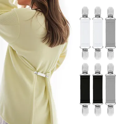 Produktbild von 6 Stück Pullover Clips Elastisch Sweater Cardigan Clips Handschuh Clips Fäustling Clips für Kinder Kleinkinder und Erwachsene Elastisch Clips für Kleidung Hemden Schürzen