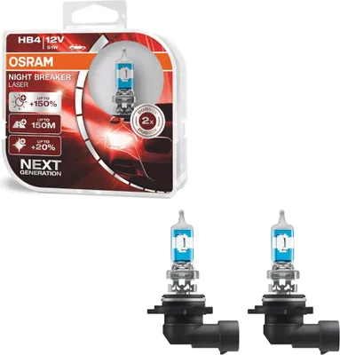 Obrázek produktu pro Osram Night Breaker Laser, 62 W, 12 V, HB4, Halogen, 2 kusů
