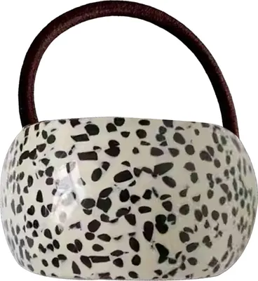 Produktbild von Haargummi mit grafischer Blütenperle beige-blau