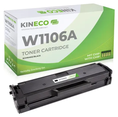 Produktbild von Kineco Toner mit CHIP kompatibel mit HP W1106A 106A Laser 107a 107 107w MFP 130 MFP 135a MFP 135ag MFP 135w MFP 135wg MFP 137fnw MFP 137fwg MFP 138fnw MFP 138fw MFP 138p MFP 138pn MFP 138pnw
