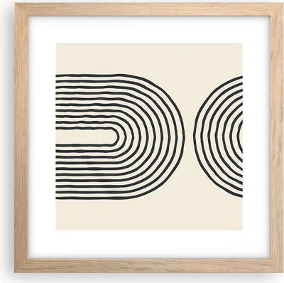 Produktbild von Gerahmtes Poster - Rahmen in heller Eiche - Linien Oval Minimalismus - 30x30 cm - Wand Bild - Wanddeko - Wandbilder - Kunstposter - Wandposter - Bilderrahmen - Bilder - Kunstdruck - P2NAC30x30-4548