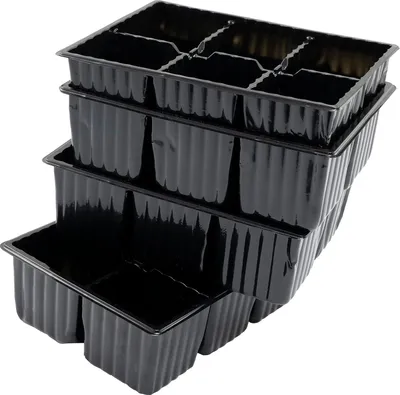 Image de Set de 4 plaques de culture/boîtes de culture x 6 godets à graines 175 x 135 x 55 cm réutilisables - pour jardiner, planter, faire germer, repiquer des légumes, pots - en plastique