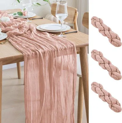 Produktbild von Rosa Boho Tischläufer 300x90cm Transparent