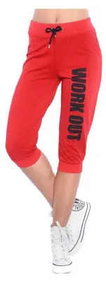 Produktbild von Damen 3/4 Jogginghose mit "WORK OUT"; Rot-Schwarz XXS/32