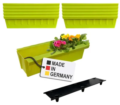 Produktbild von BURI 10 Euro-Paletten Blumenkästen-Einsätze inkl. Bewässerungsmatte | mit Hängesystem zum Einhängen | 37,3cm Hellgrün | Pflanzkasten für Europalette Palette | Balkonkasten | Blumentopf | extrem stabil