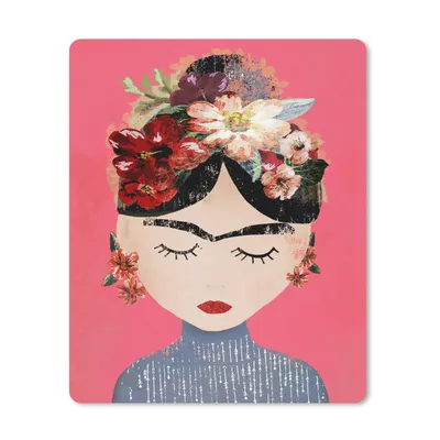 Produktbild von MuchoWow® Mauspad Mousepad Frida Kahlo - Frau - Vintage - Blumen - Kunst 19x23 cm - Mousepads - Maus Mat - Pad - Mausunterlage - Mauspads - Spielen